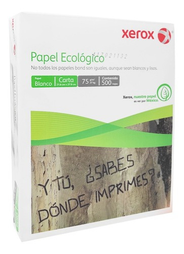 Hoja De Papel Tamaño Carta Xerox Ecologico Caja 5000 Hojas