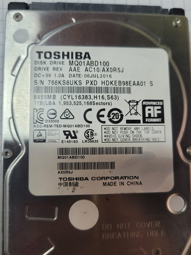 Disco Duro Para Portátil Toshiba 1tb