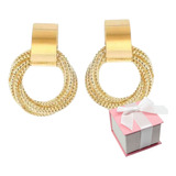 Aretes Argollas Oro Laminado 22k Elegantes Estuche 