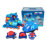 Patins Infantil Inline 3 Em 1 Multi Kit Proteção Unitoys Cl