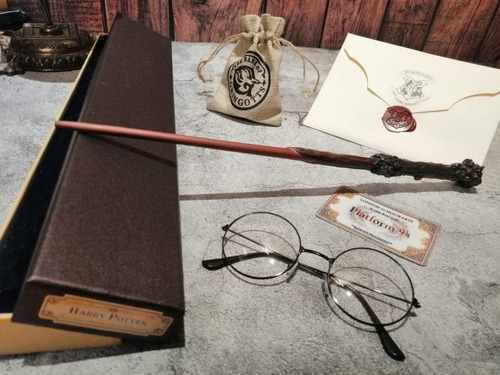 Harry Potter Kit: Varita Con Caja, Carta, Lentes, Gringotts+