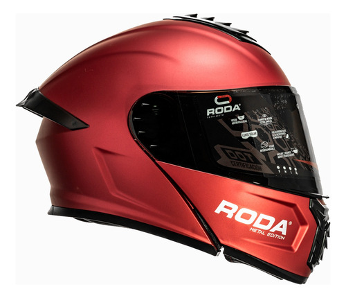 Casco Roda Pilot Rojo Metal Mica Humo Regalo Mica Trans P