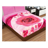 Cobija Providencia Excel Raschel Con Diseño Rosa De 2.2m X 2m