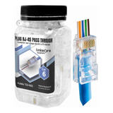 Tarro Con Conector Plug Rj45 Cat6, Pass Through Plástico 