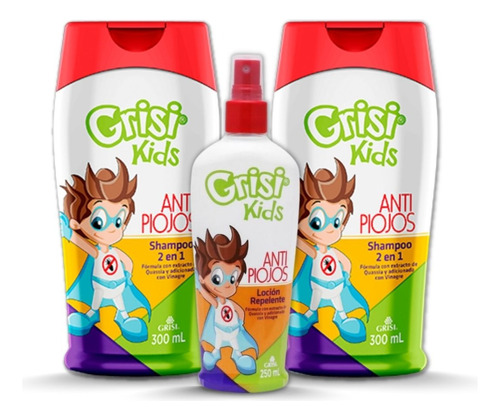 Kit Antipiojos Grisi Kids  2 Shampoos + Repelente 