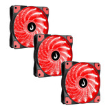 Kit Com 3 Coolers Fans Rise Mode Wind W1 120mm Led Vermelho