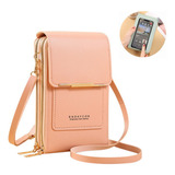 Bolsa De Couro Ombro Feminina Tocar Touch Cellular Multiuso Cor Rosa