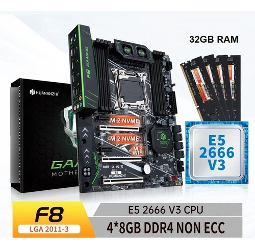 Kit Xeon Placa-mãe X99 F8 + E5-2666 V3 + 4x8gb Ddr4 Ecc