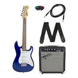 Paquete Guitarra Electrica Fender Squier Escala Corta Azul