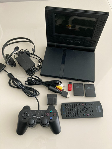 Playstation 2 Slim Scph-70012 Com Monitor E Controle