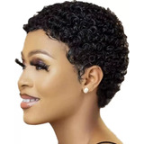 Peruca De Cabelo Humano Natural Curta Tipo Afro Curl