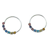 Aros Argolla Piercing Circones Colores Plata Ley 925