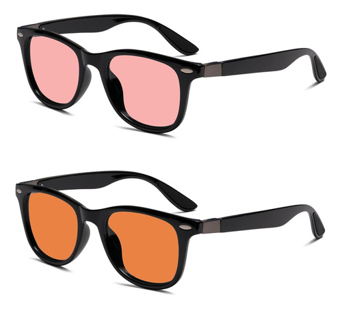 Lentes Braddell Optics Wayfarer, Rosa Y Marrón Ámbar, 2 Pcs