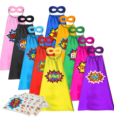 Adjoy Kids Capas Y Mascaras De Superheroe Con Grandes Pega