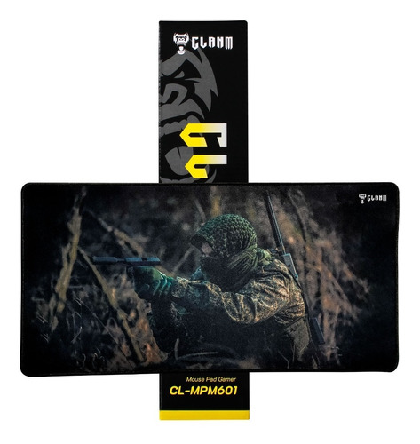 Mouse Pad Gamer Pistol Mount Cl-mpm601 Clanm Cor Preto Desenho Impresso Militar Na Mata