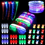 Anillos Pulsera De Luz Led Gafas Brillante 55pzs For Fiesta