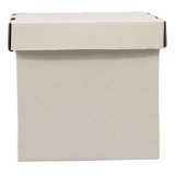 50 Cajas Cuadrada 15 Cm Con Tapa Cartón Micro Armable Color Blanco