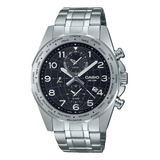 Reloj Hombre Casio Mtp-w500d-1avdf Core Mens Correa Plateado Bisel Plateado Fondo Negro