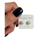 Aros De Perla Blanca 7mm A Rosca Plata 925