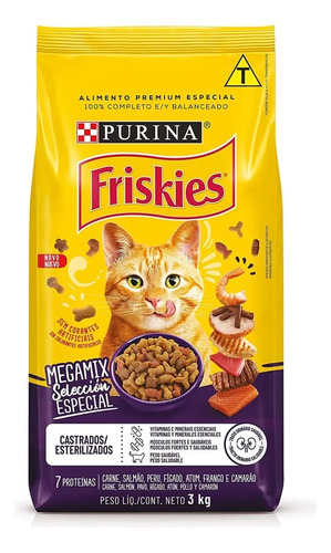 Ração Gato Purina Friskies Megamix Gatos Castrados 3kg