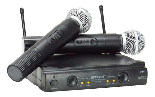 Kit Microfone Duplo S/ Fio Vhf Fm Igreja Eventos Karaokê T87
