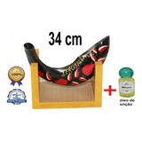 Shofar De Chifre De Carneiro De Ungir E Tocar + Suporte 14