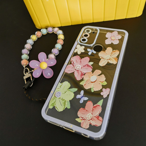 Funda Para Moto Carcasa Silicona De Flores Cover + Correas