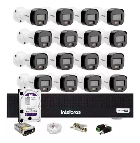 Kit Intelbras 16 Vhd 1120 Full Color, Dvr 16ch Mhdx 1016 4tb