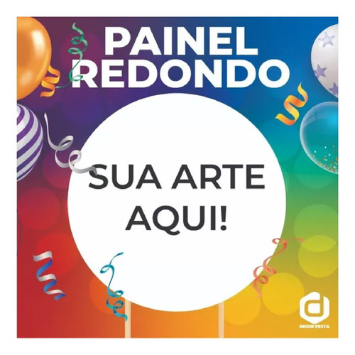 Painel De Festa Redondo Personalizado 2,0x2,0m Cor Branco