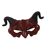 Máscara De Chifre 3d Meia Face Decoração Vermelho