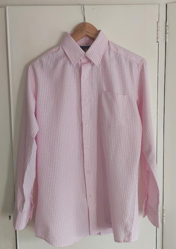 Camisa Manga Larga Talle 38 Slim Fit Rosa Y Blanca Polo Club