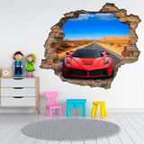 Adesivo Buraco 3d - Ferrari - 90x75cm