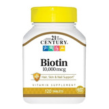 Biotina 21 Century Usa 120 Tabletas 10.000 Mcg 