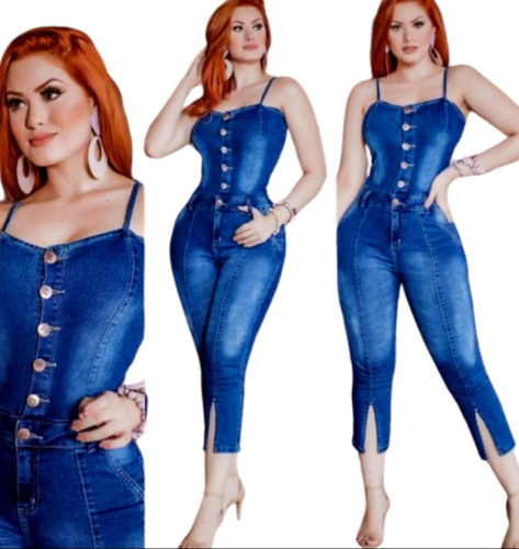 Macacão Pantacoste Jeans Feminino Alcinha Ajustável Estiloso