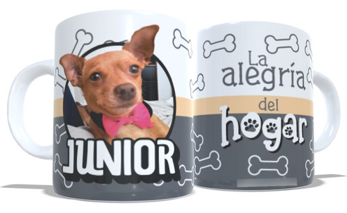 Taza Pocillo Mug Personalizado Mascotas Foto Pets Perros Color Gris Pet-01