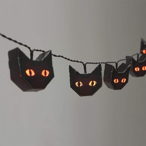 Cadena De Luces De Halloween Luz Led Negra De Gato Funciona