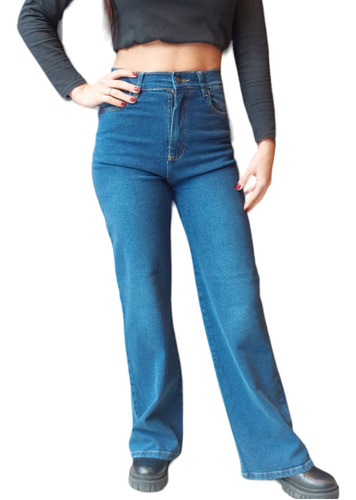 Jeans Wideleg Semi Elastizado Con Rotura En Las Rodillas 