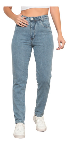 Calça Feminina Jeans Mom Slim Cintura Alta Premium 100%