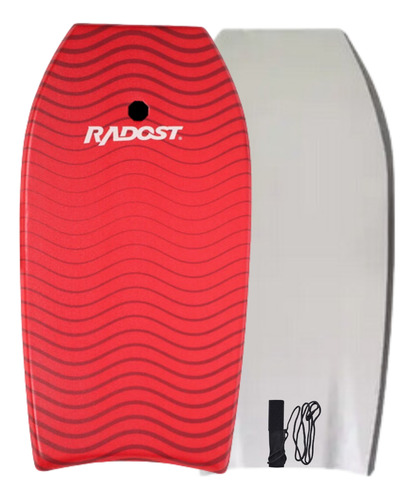 Bodyboard Rojo / Negro + Leash Para Muñeca / Surf Tabla