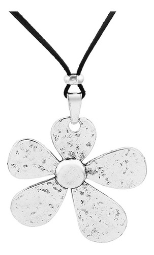 Creatividad A Collar Flor Martillada Grande Plata