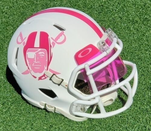 Las Vegas Raiders Pink White Mini Casco Riddell + Visor