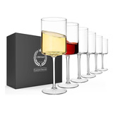 Chouggo Juego De 6 Copas De Vino Cuadradas, De Cristal Sopla