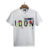 Playera Dsquared2 De Moda Y Manga Corta Con Grafiti, Blanco