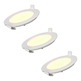 Pack 3 Foco Panel Plafón Led Embutido Redondo 12w Luz Calida