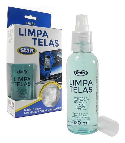 Limpador Para Telas C/120ml + Pano Microfibra Start Quimica