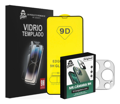 Vidrio Cristal Templado 9d + Mica Cámara Premium Para iPhone