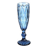 3 Copas Cristal Vino Flauta Libia Grande 170ml Color Color Azul Cobalto