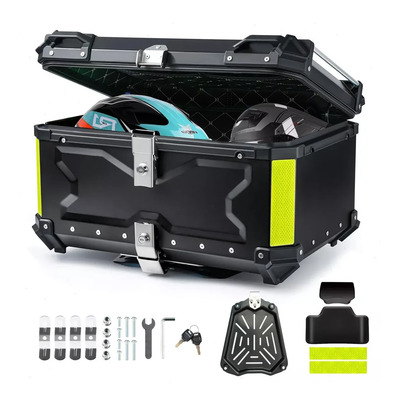 Caja Moto Top Case Aluminio Con Respaldo Y Base 65l Negro