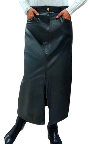Maxi Faldas Mujer Casual Elegante Eco-cuero