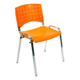 Silla De Escritorio Mobilarg Lisy Fija Plástica S/brazos Base Cromada  Naranja